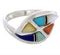 Multicolor Inlay Southwest Sterling Silver Ring Size 7-1/2 WX41188
